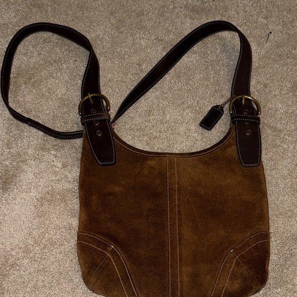 Coach Brown Suede Hobo Vintage 90s Shoulder Bag - Picture 1 of 7